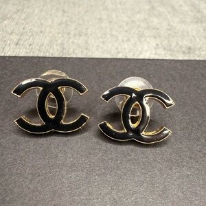 CHANEL Black and Gold Earrings